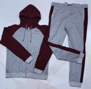 Hoodie Set Maroon & Gray